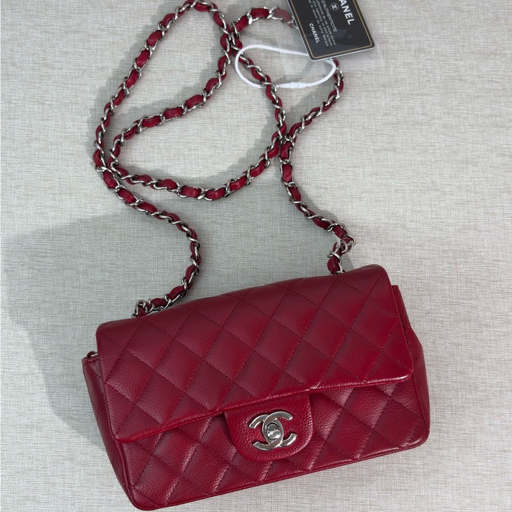 SOLD - CHANEL Red Caviar Quilted Classic Flap Bag Small SHW - Picture 3 of 17